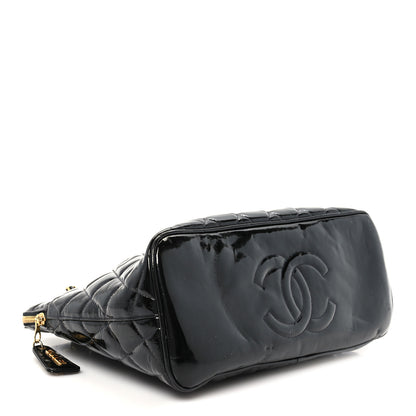 Chanel Patent Quilted CC Shoulder Bag Black 3 of 10