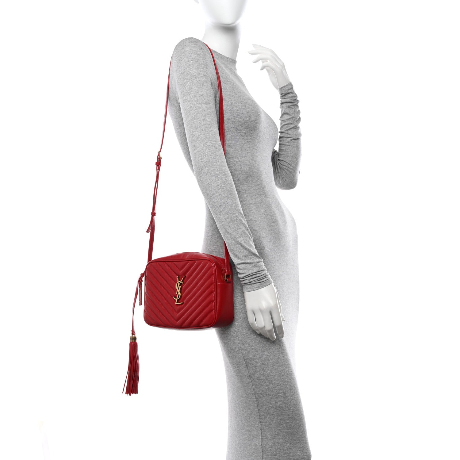 Saint Laurent Calfskin Matelasse Monogram Lou Camera Bag Rouge Eros 2 of 13