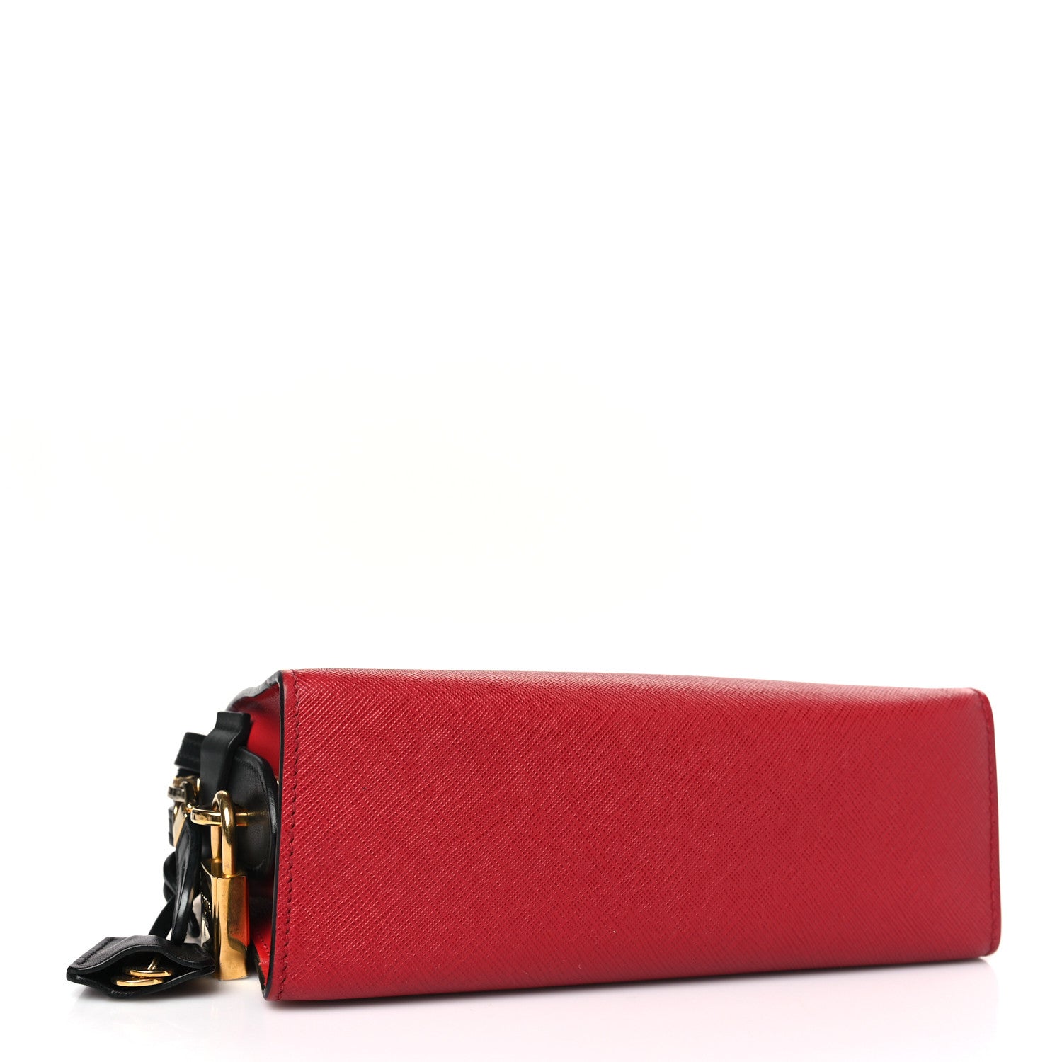 Prada Saffiano Soft Calfskin Bandoliera Bag Fuoco Black 4 of 8