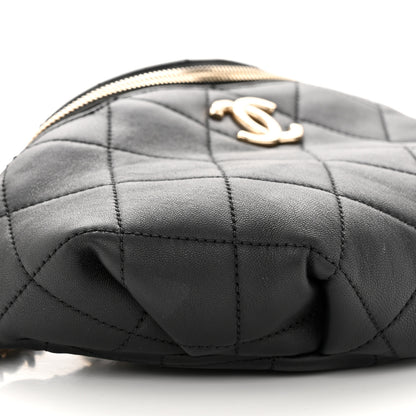 Chanel Lambskin Quilted Resin Bi-Color Waist Bag Fanny Pack Black 9 of 13
