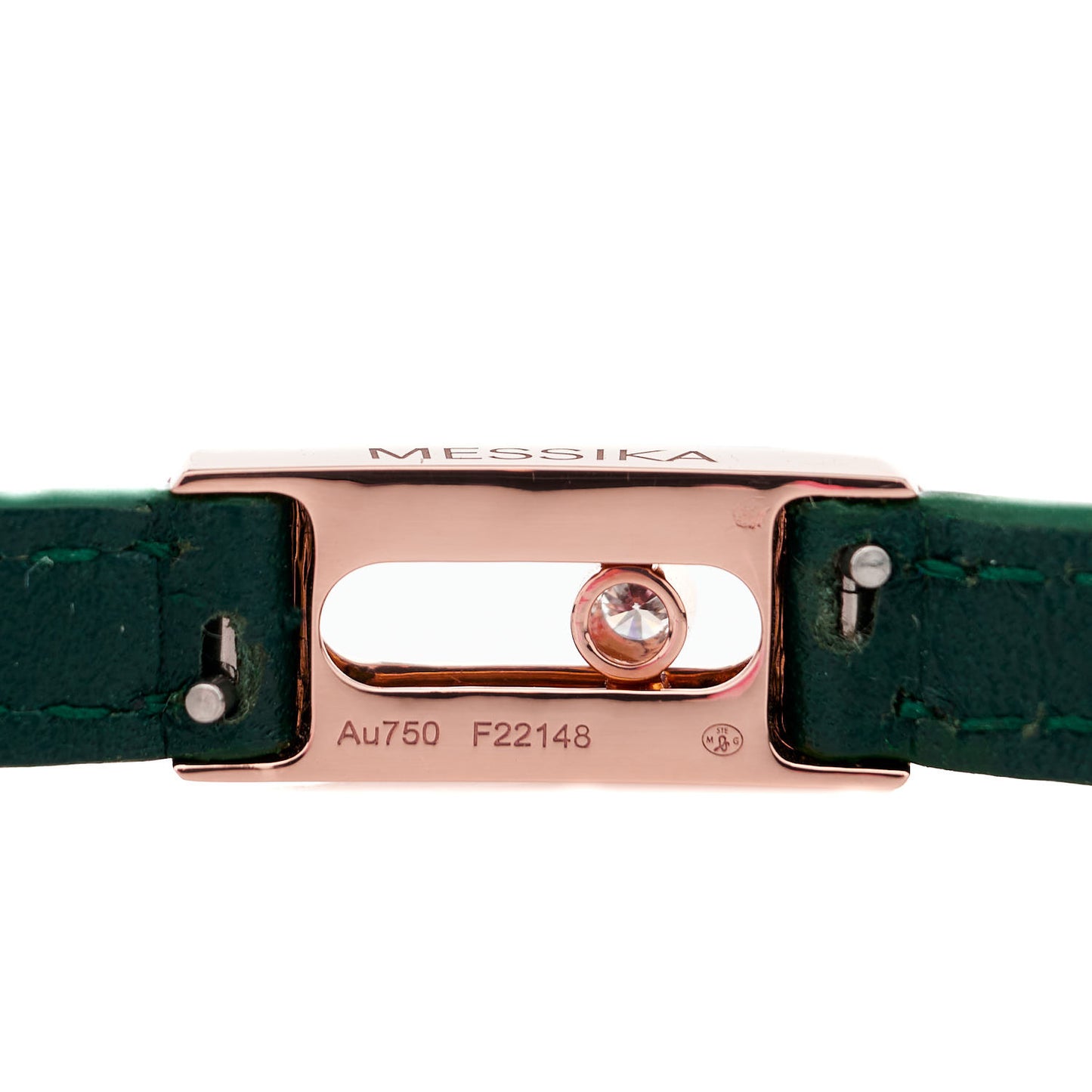 18K Rose Gold Diamond Leather My Move Bracelet Green