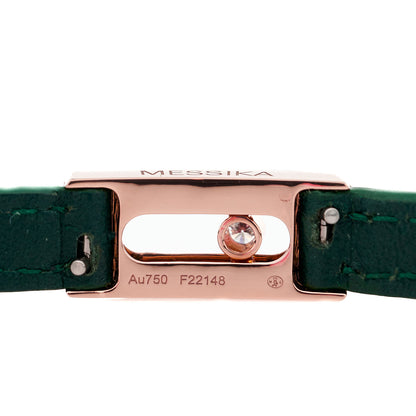 Messika 18K Rose Gold Diamond Leather My Move Bracelet Green 4 of 7