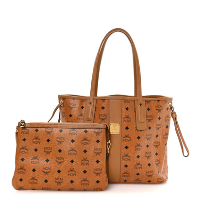 MCM Visetos Medium Liz Reversible Shopper Tote Cognac 3 of 17
