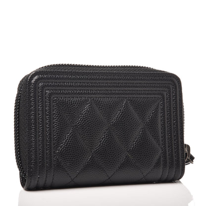 Chanel Caviar Quilted Boy Zip Around Coin Purse Wallet Black 3 of 8