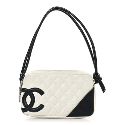 Chanel Calfskin Quilted Cambon Pochette White Black 1 of 9