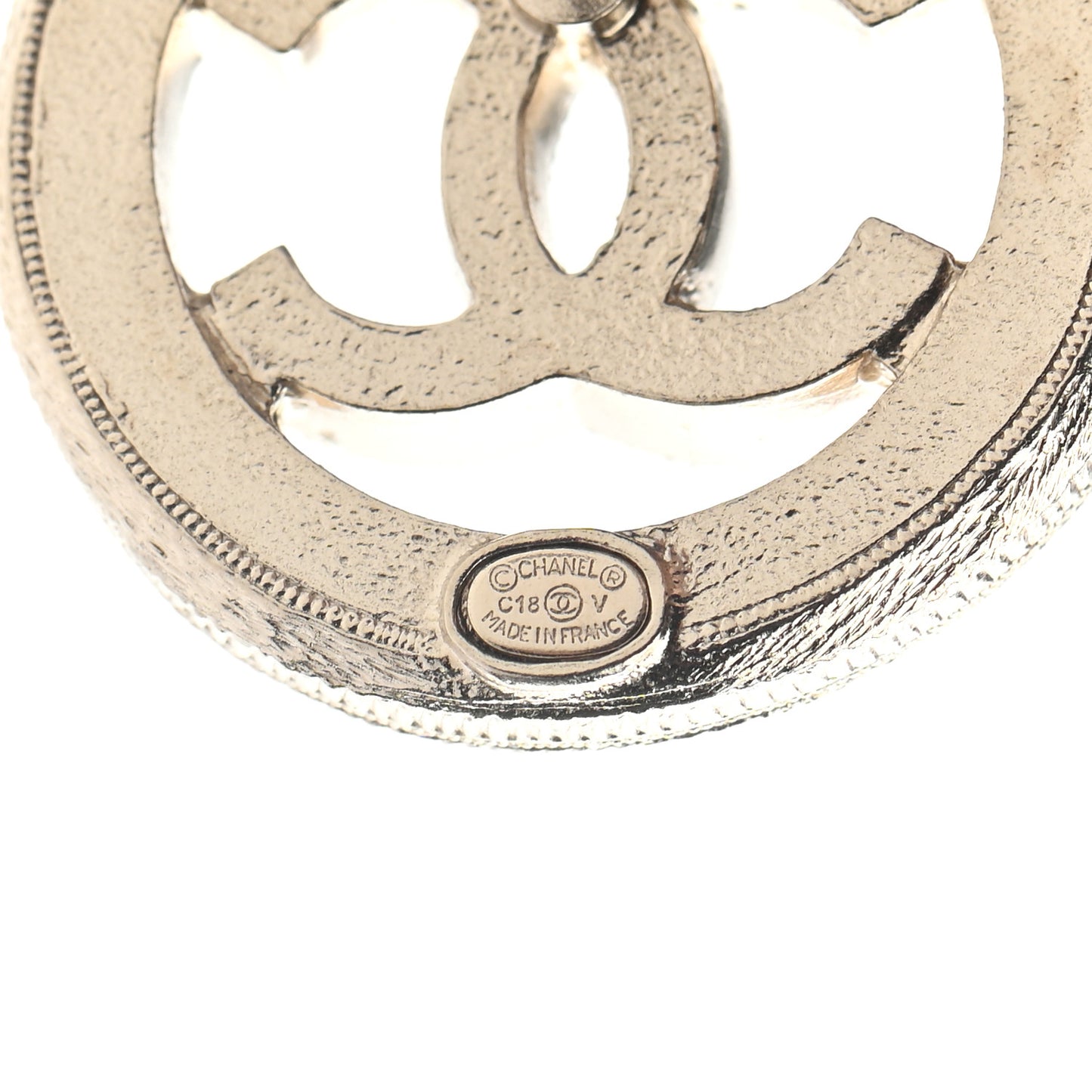 Pearl CC Round Earrings Gold