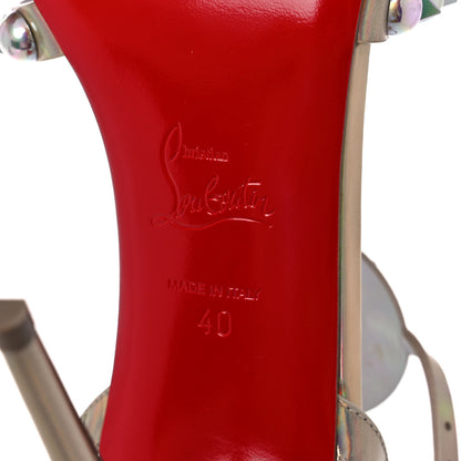 Christian Louboutin Iridescent Patent Embellished Goldora 100 Sandals 40 White 6 of 8