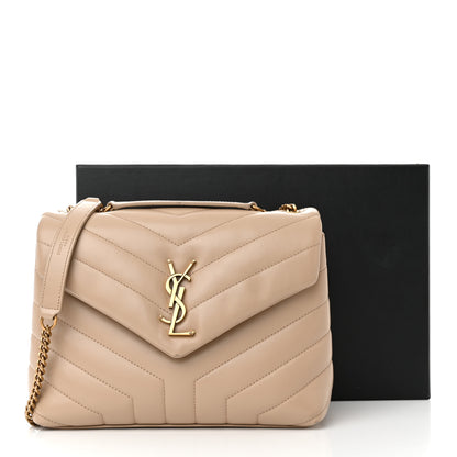 Saint Laurent Calfskin Y Quilted Monogram Small Loulou Chain Satchel Dark Beige 11 of 11