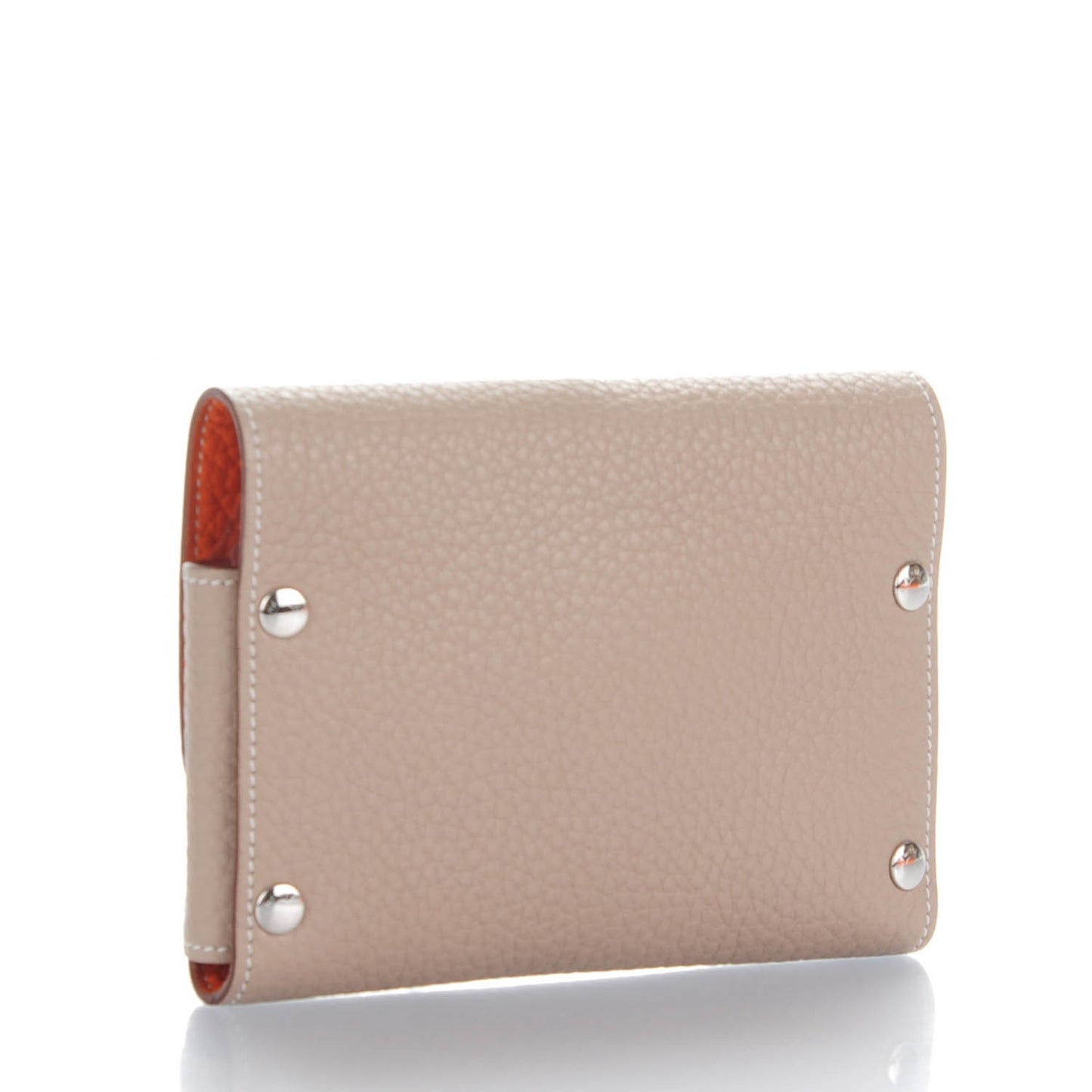 Taurillon Clemence Mises et Relances Playing Cards Holder Gris Tourterelle Orange