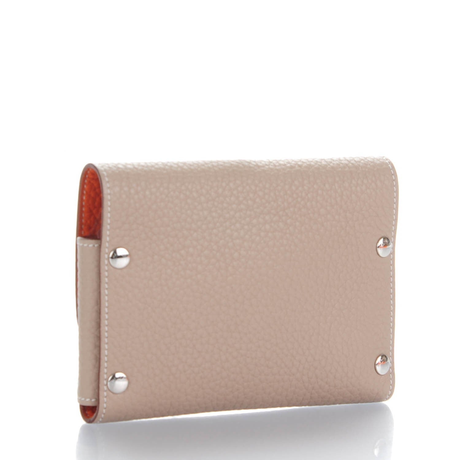 Hermes Taurillon Clemence Mises et Relances Playing Cards Holder Gris Tourterelle Orange 3 of 6