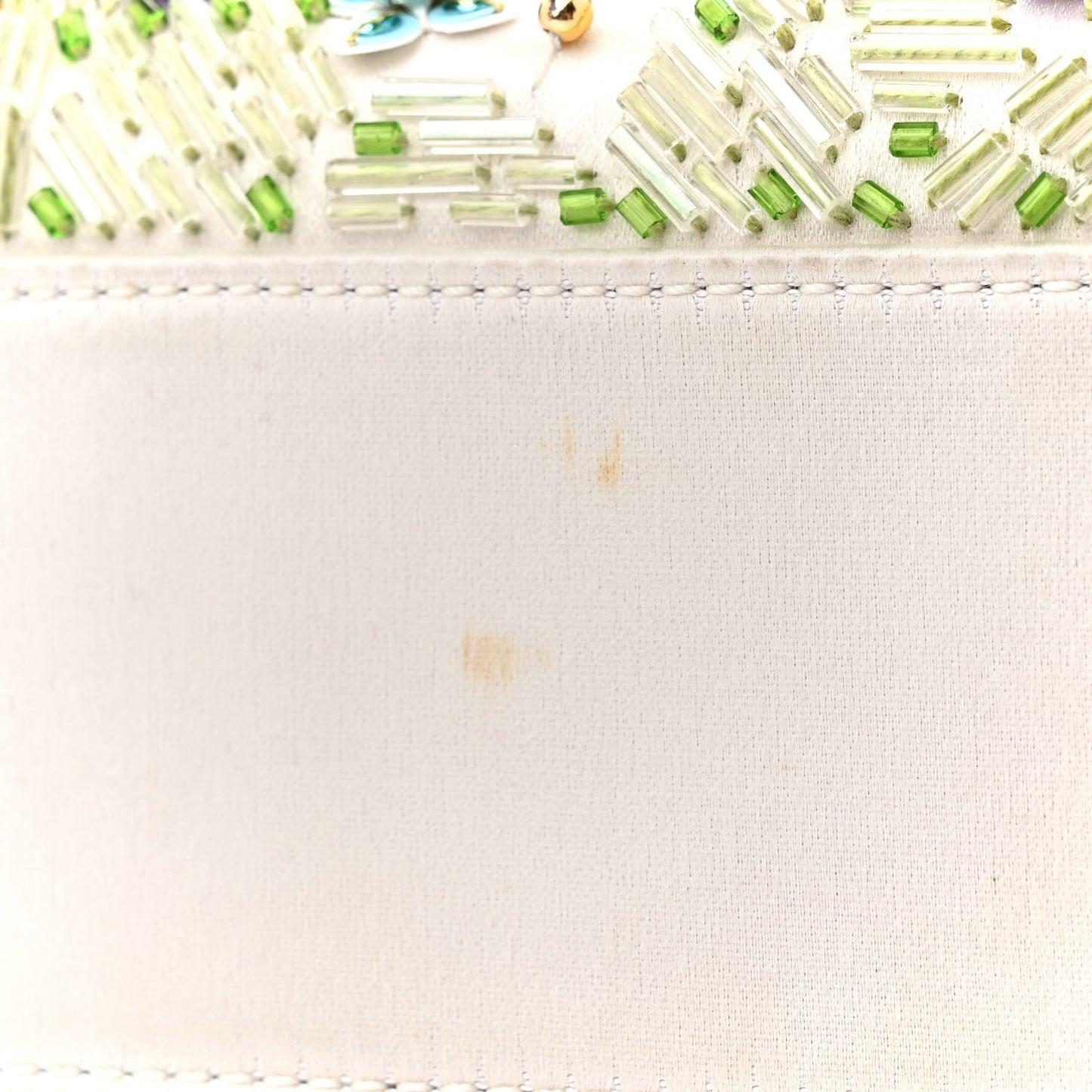 Satin Beaded Floral Embroidered Mini Lady Dior White Multicolor