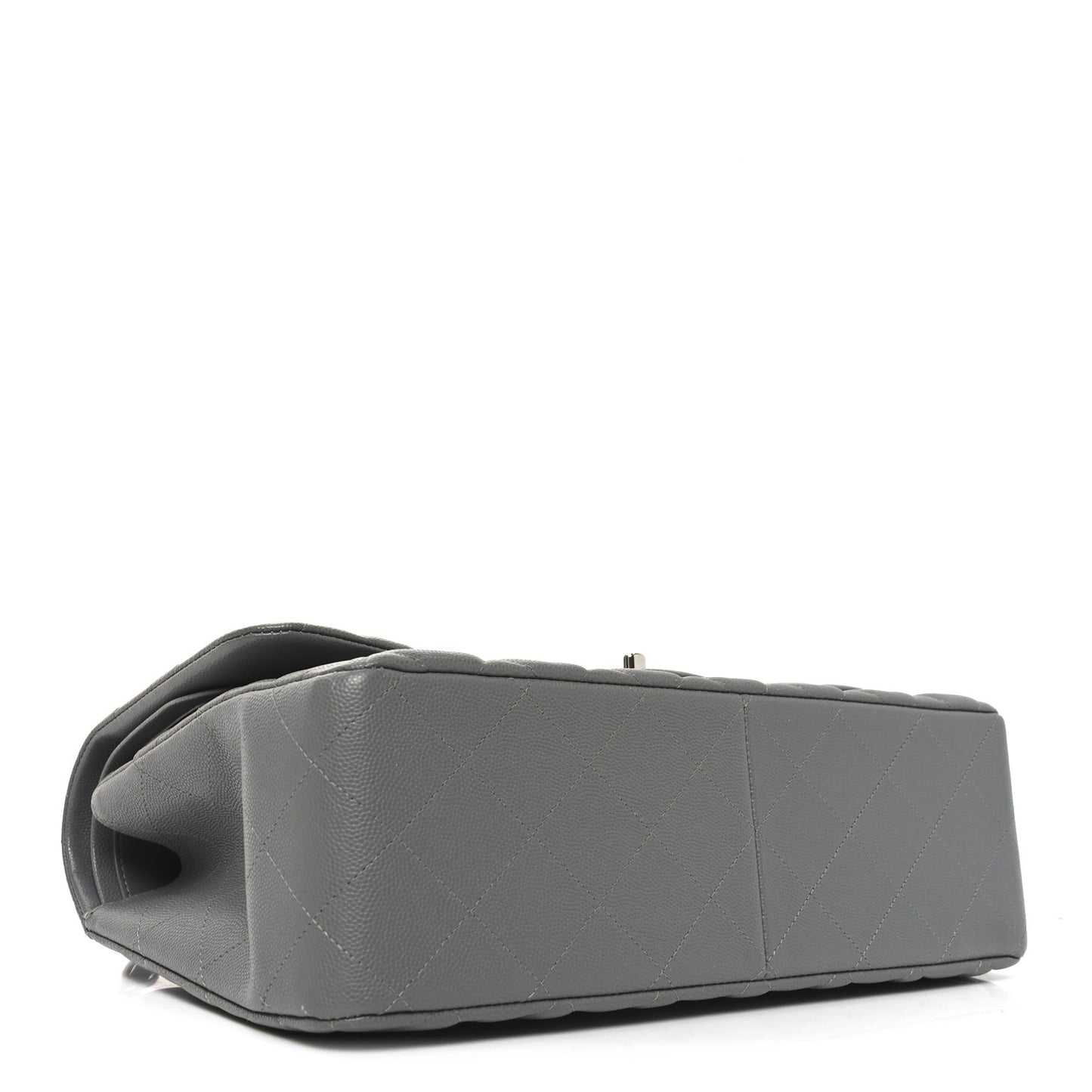 Caviar Quilted Jumbo Double Flap Dark Grey
