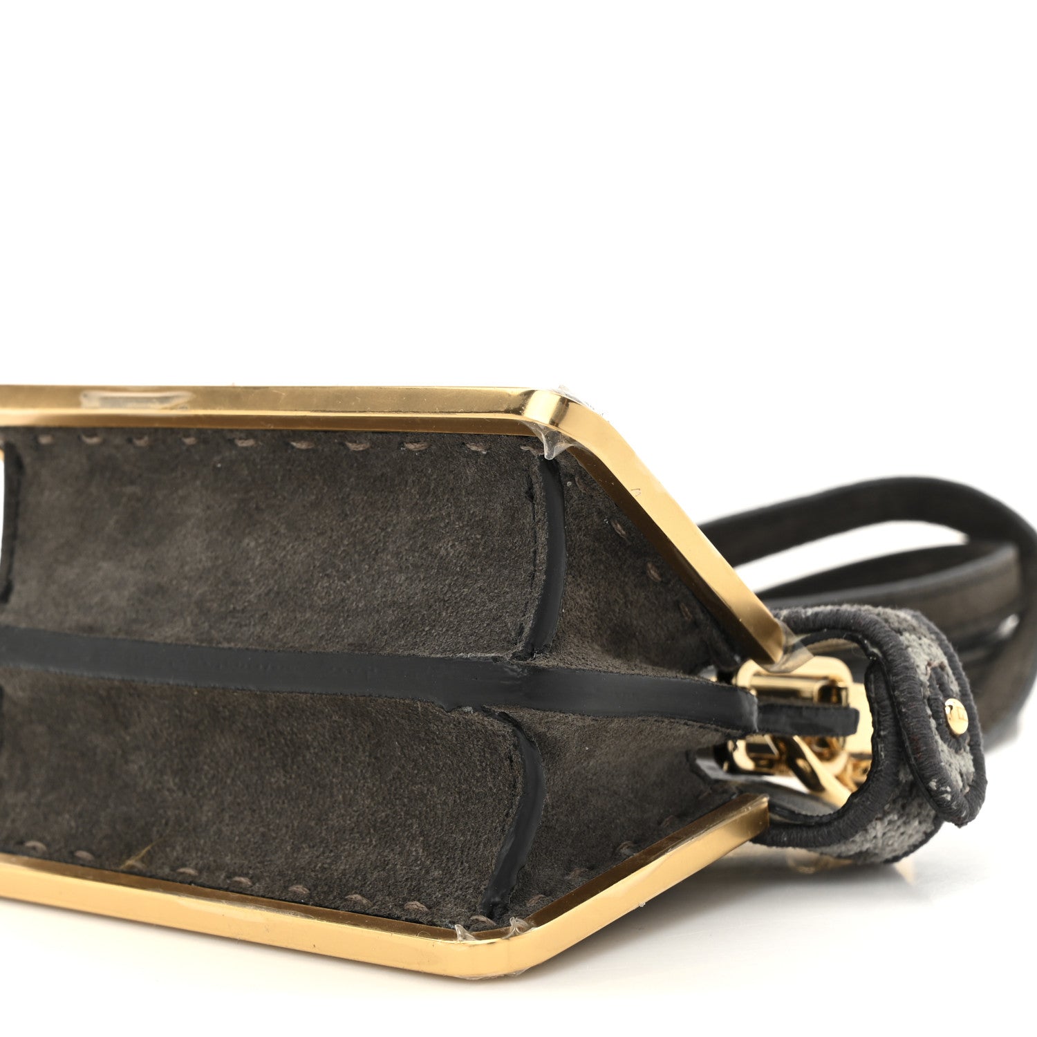 Fendi Fabric Calfskin Nano Peekaboo Maxi Handle Satchel Anthracite Asfalto 18 of 21