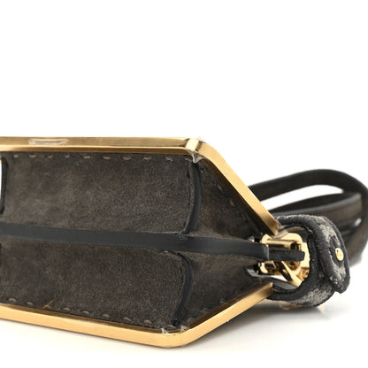 Fendi Fabric Calfskin Nano Peekaboo Maxi Handle Satchel Anthracite Asfalto 18 of 21