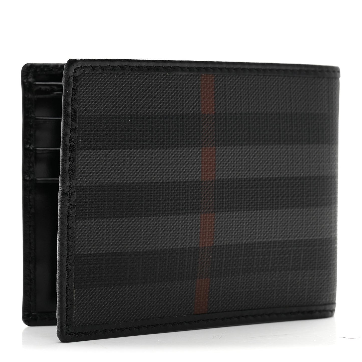 London Check Bi-Fold Mens Wallet Charcoal Black
