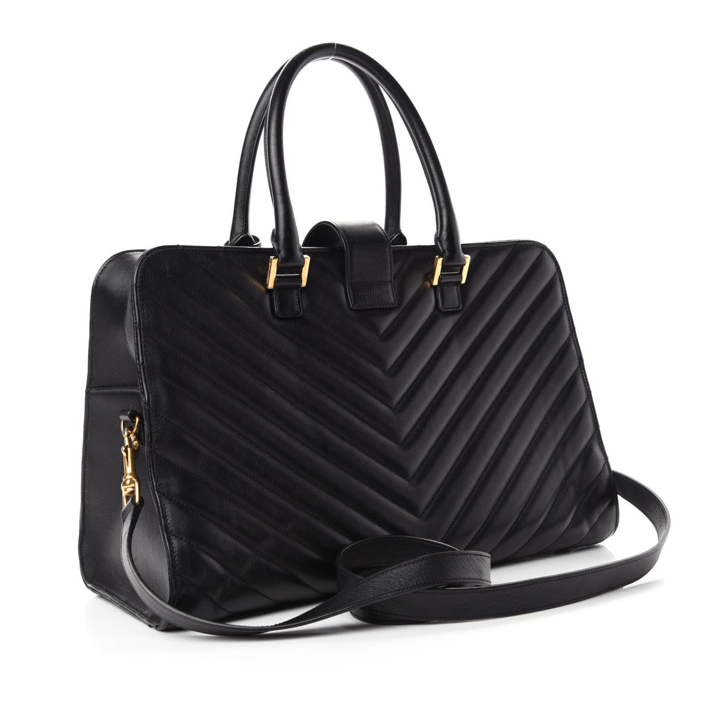 Calfskin Matelasse Chevron Medium Monogram Cabas Black