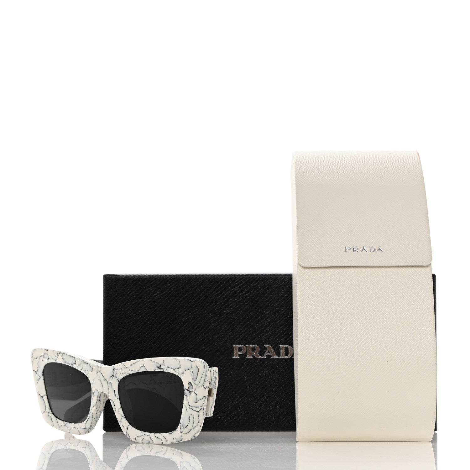 Prada Acetate Symbole Sunglasses SPR 13Z White Marble 7 of 7