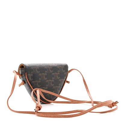 Celine Triomphe Canvas Mini Triangle Crossbody Bag Tan 3 of 11