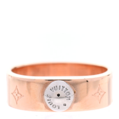 Louis Vuitton Brass Monogram Engraved Nanogram Ring M Pink Gold 1 of 7