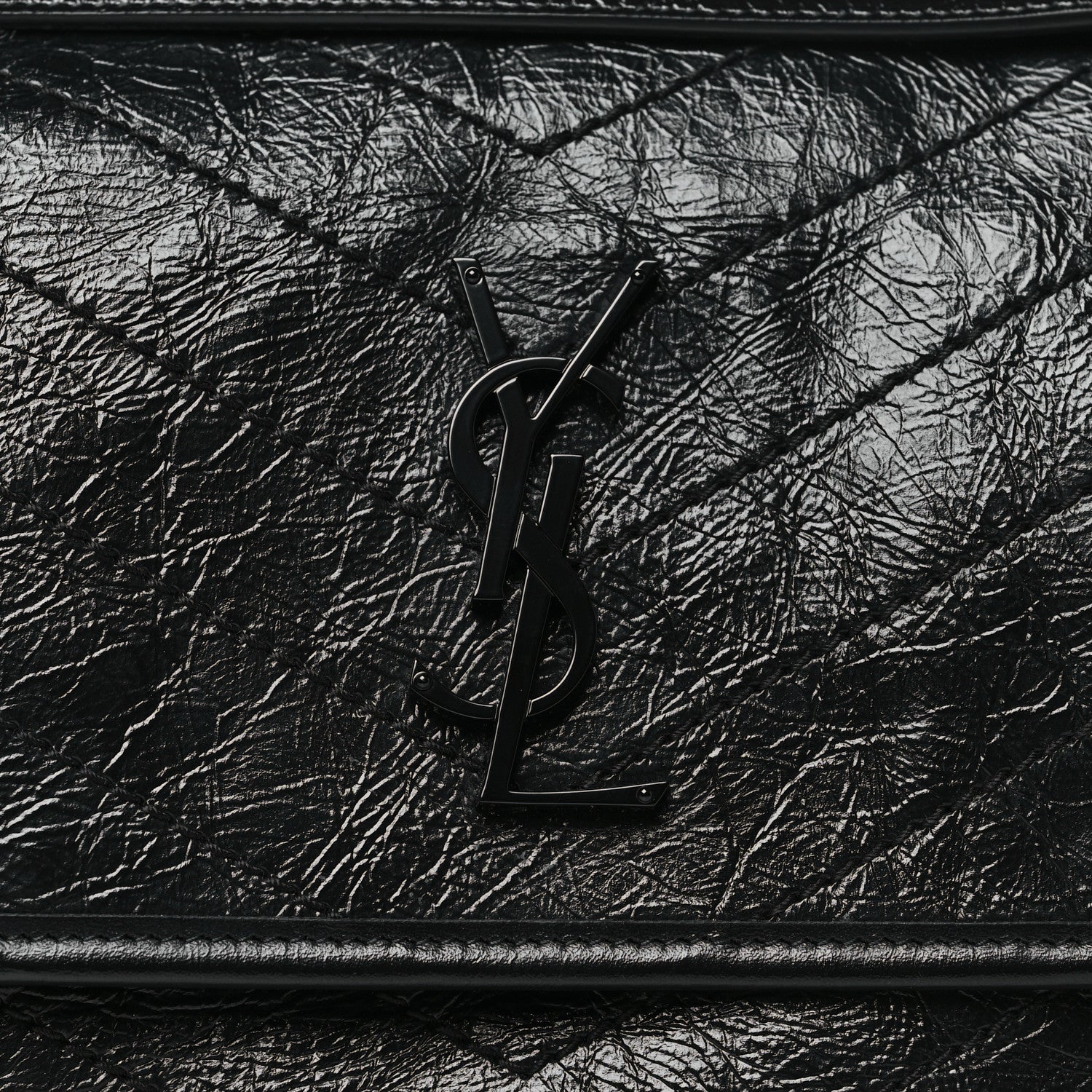 Saint Laurent Crinkled Calfskin Matelasse Monogram Medium Niki Chain Satchel Black 8 of 10