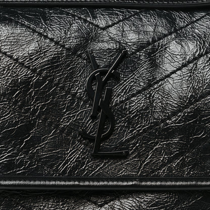 Saint Laurent Crinkled Calfskin Matelasse Monogram Medium Niki Chain Satchel Black 8 of 10