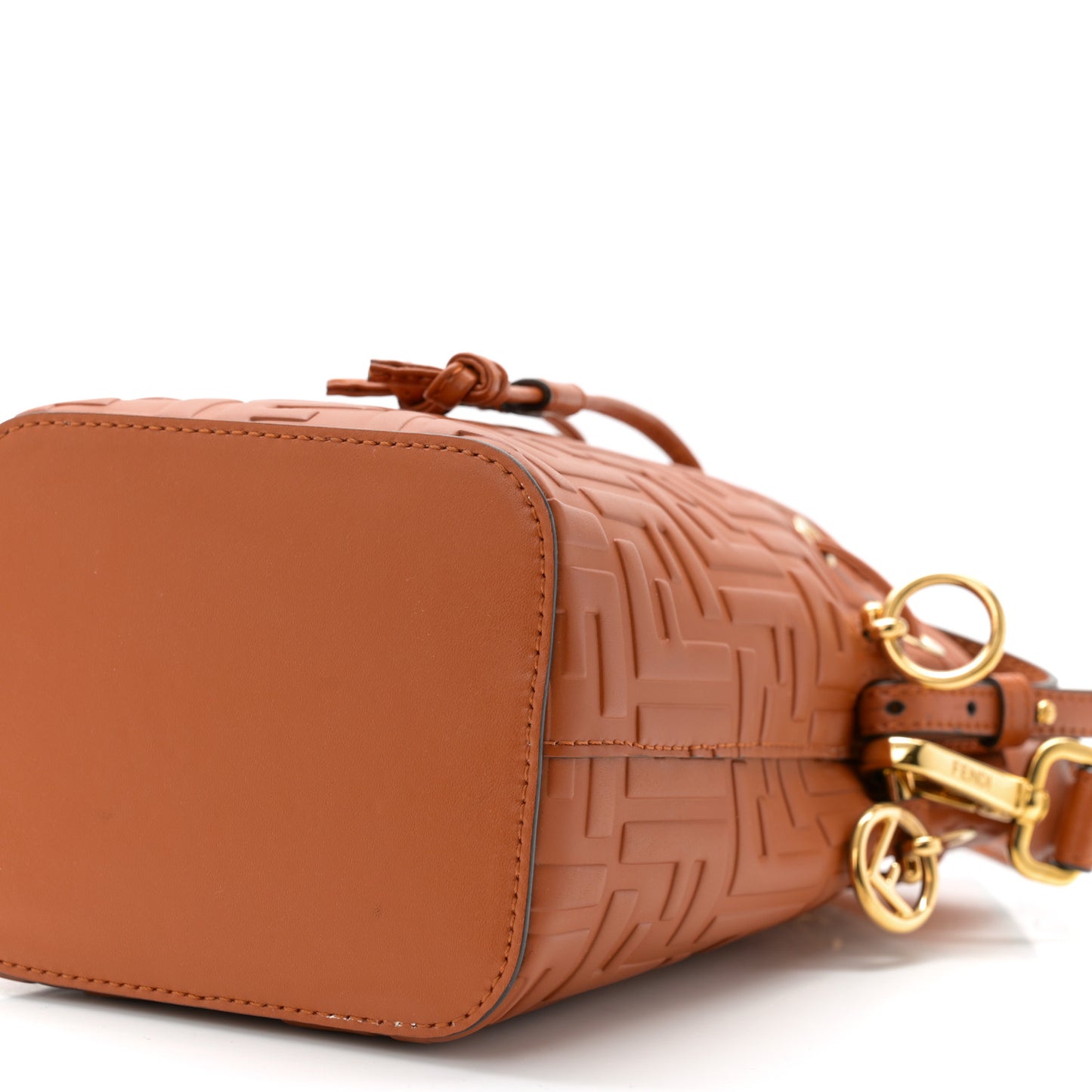 Vitello Liberty F is Fendi FF 1974 Embossed Mini Mon Tresor Bucket Bag Brandy