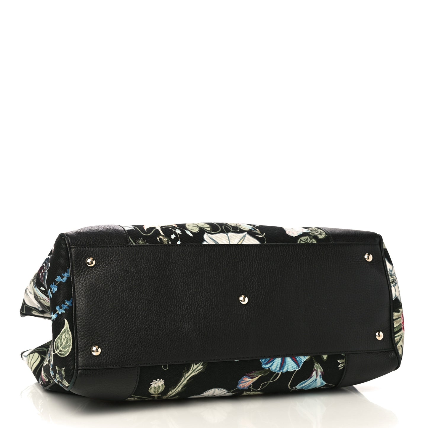 Canvas Cellarius Calfskin Flora Knight Large Bamboo Shopper Tote Black