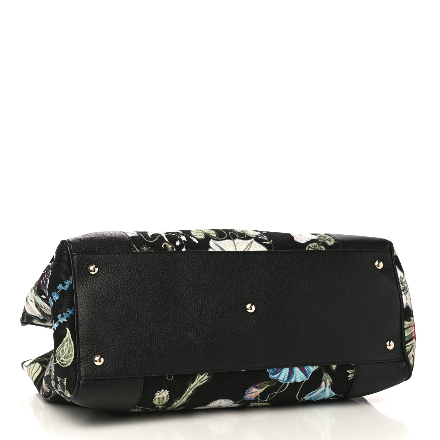 Gucci Canvas Cellarius Calfskin Flora Knight Large Bamboo Shopper Tote Black 3 of 10