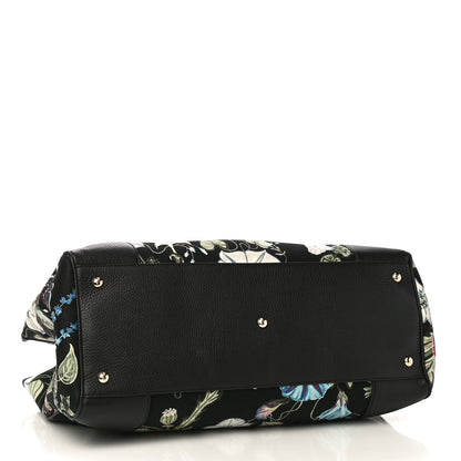 Gucci Canvas Cellarius Calfskin Flora Knight Large Bamboo Shopper Tote Black 3 of 10