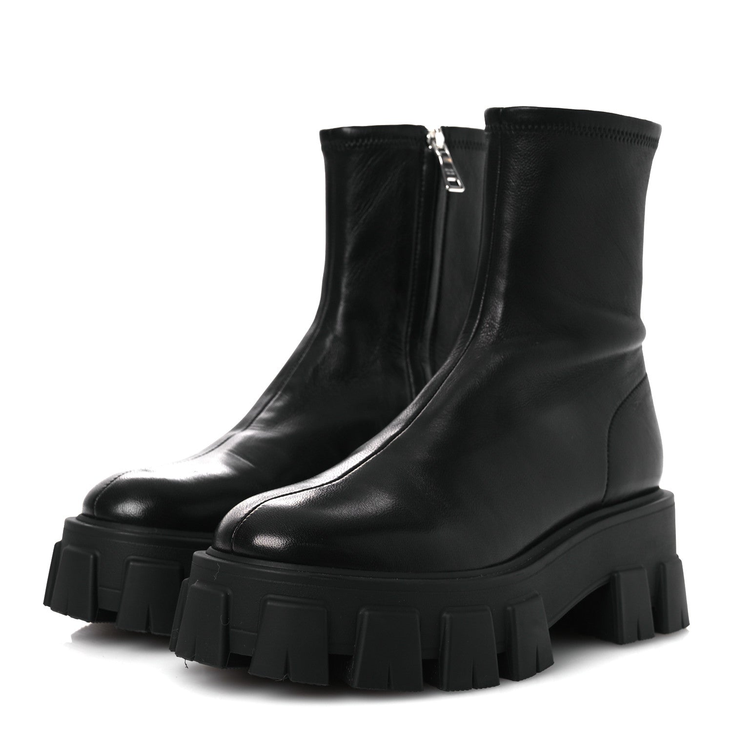 Prada Nappa Stretch Monolith Boots 37 Black 4 of 12
