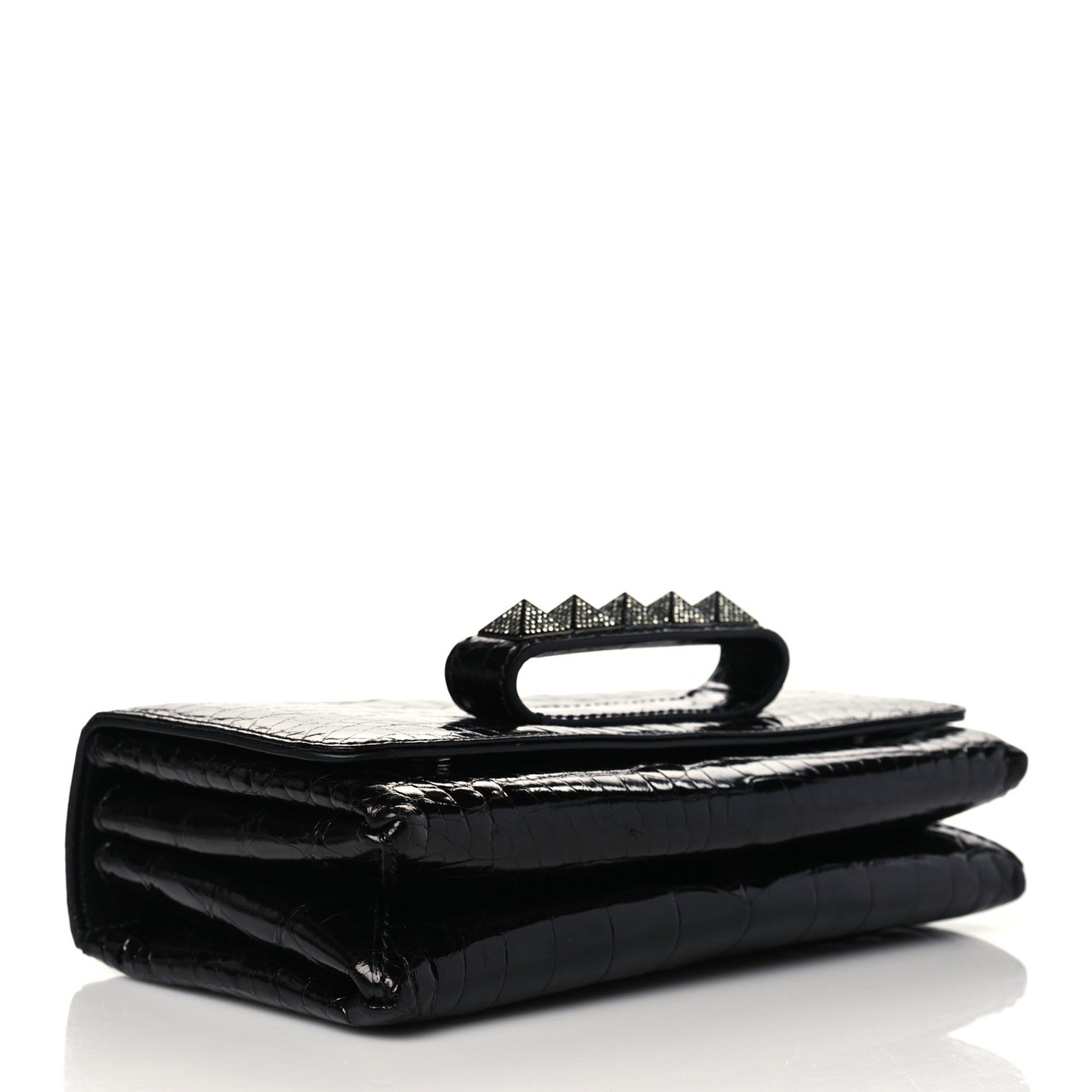 Crocodile Crystal Encrusted Studs Va Va Voom Shoulder Bag Black