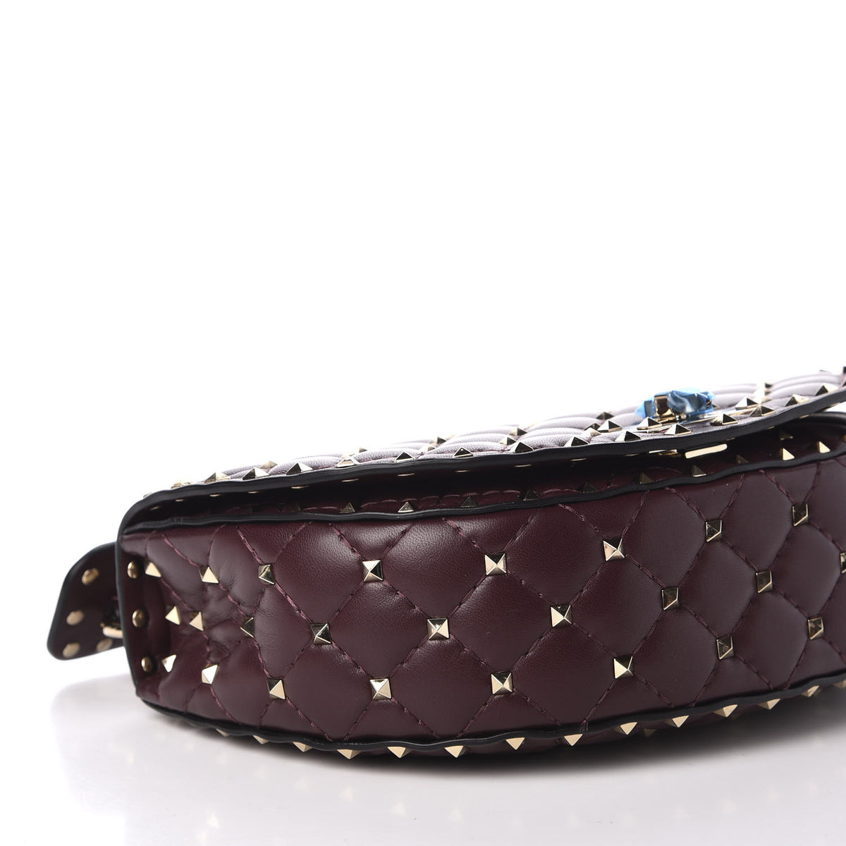 Nappa Medium Rockstud Spike Halfmoon Saddle Bag Rubin