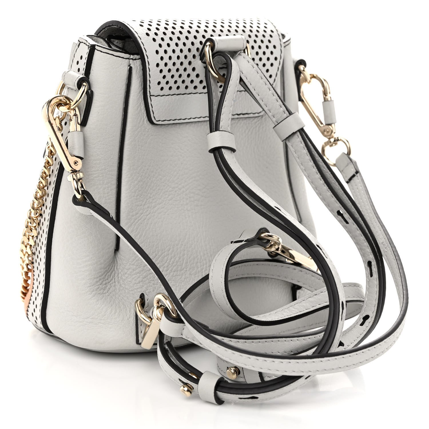 Chloe Calfskin Suede Paisley Patchwork Perforated Mini Faye Backpack Airy Grey 3 of 10