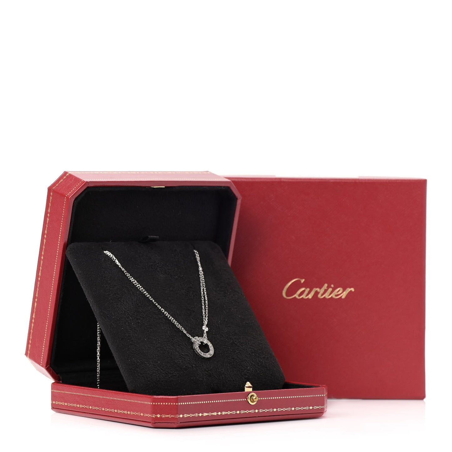 18K White Gold 2 Diamond LOVE Necklace