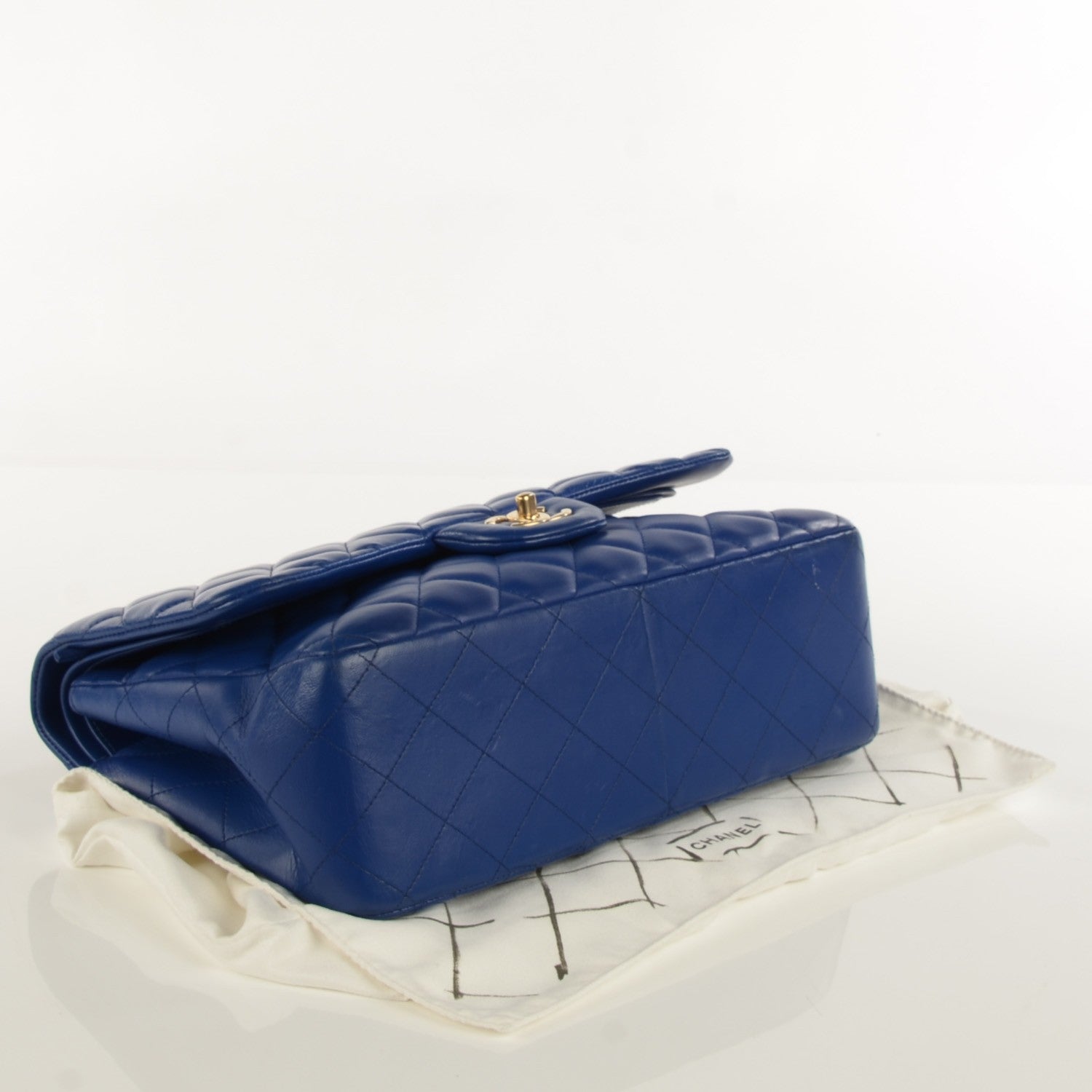 Chanel Lambskin Quilted Jumbo Double Flap Dark Blue 4 of 8