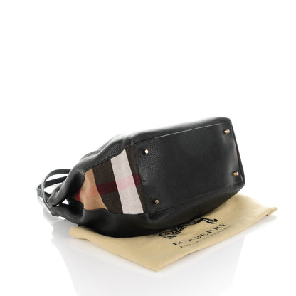 Burberry Grainy Calfskin House Check Medium Maidstone Black 4 of 8