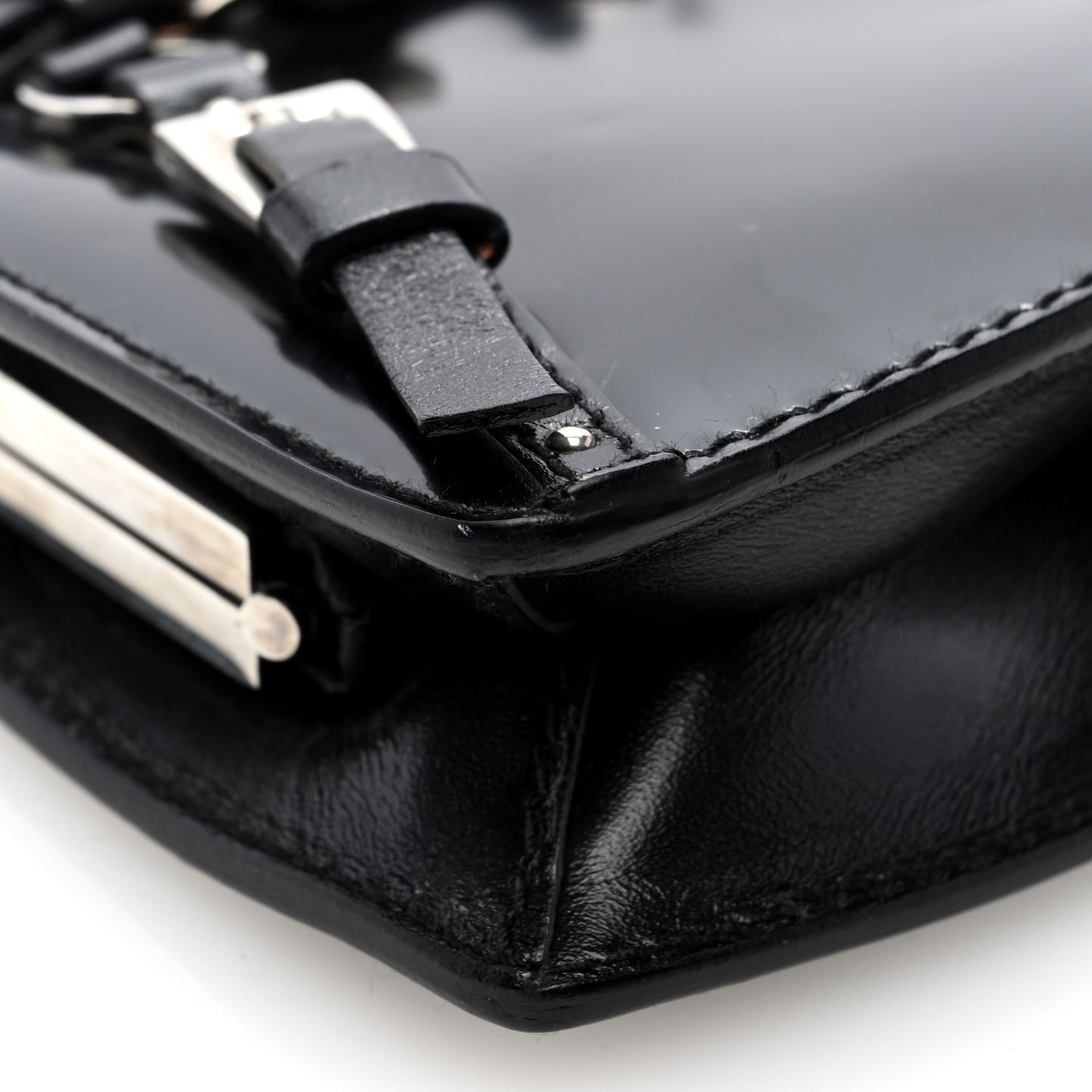 Glazed Calfskin Bondage Clutch Black