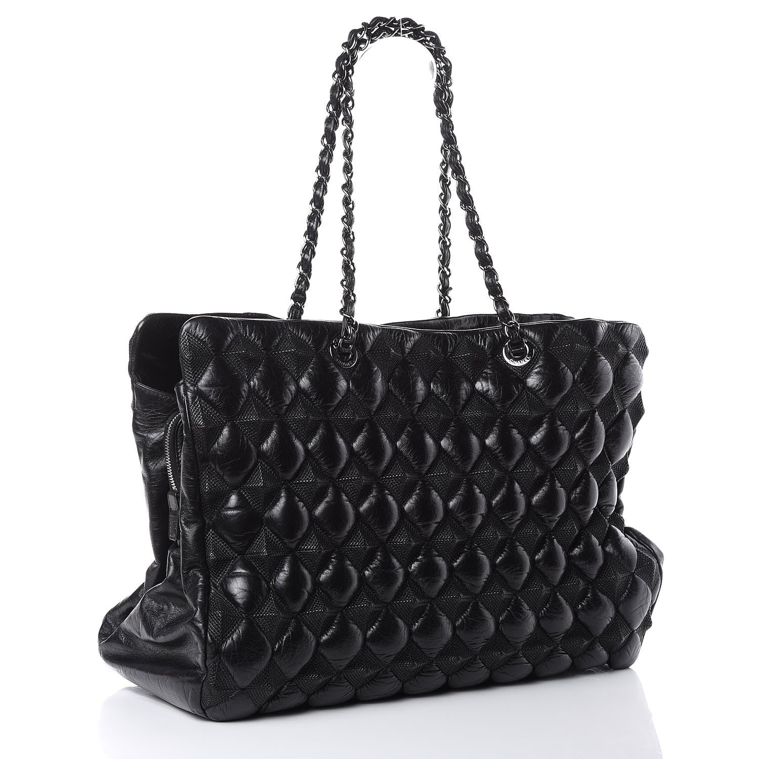 Chanel Glazed Lambskin Quilted Large Stravinsky Tote Black 3 of 12