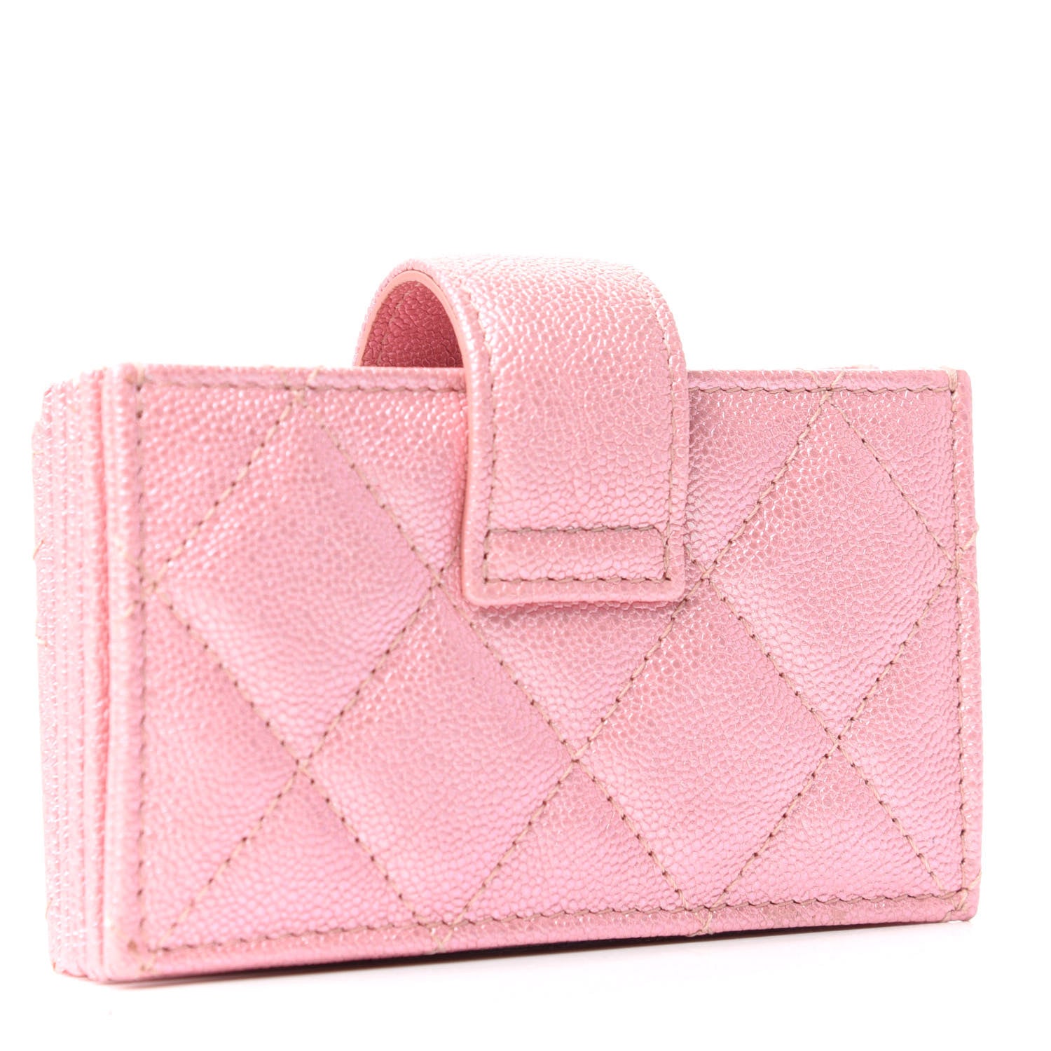 Chanel Iridescent Caviar Quilted Gusseted Card Holder Pink 3 of 8