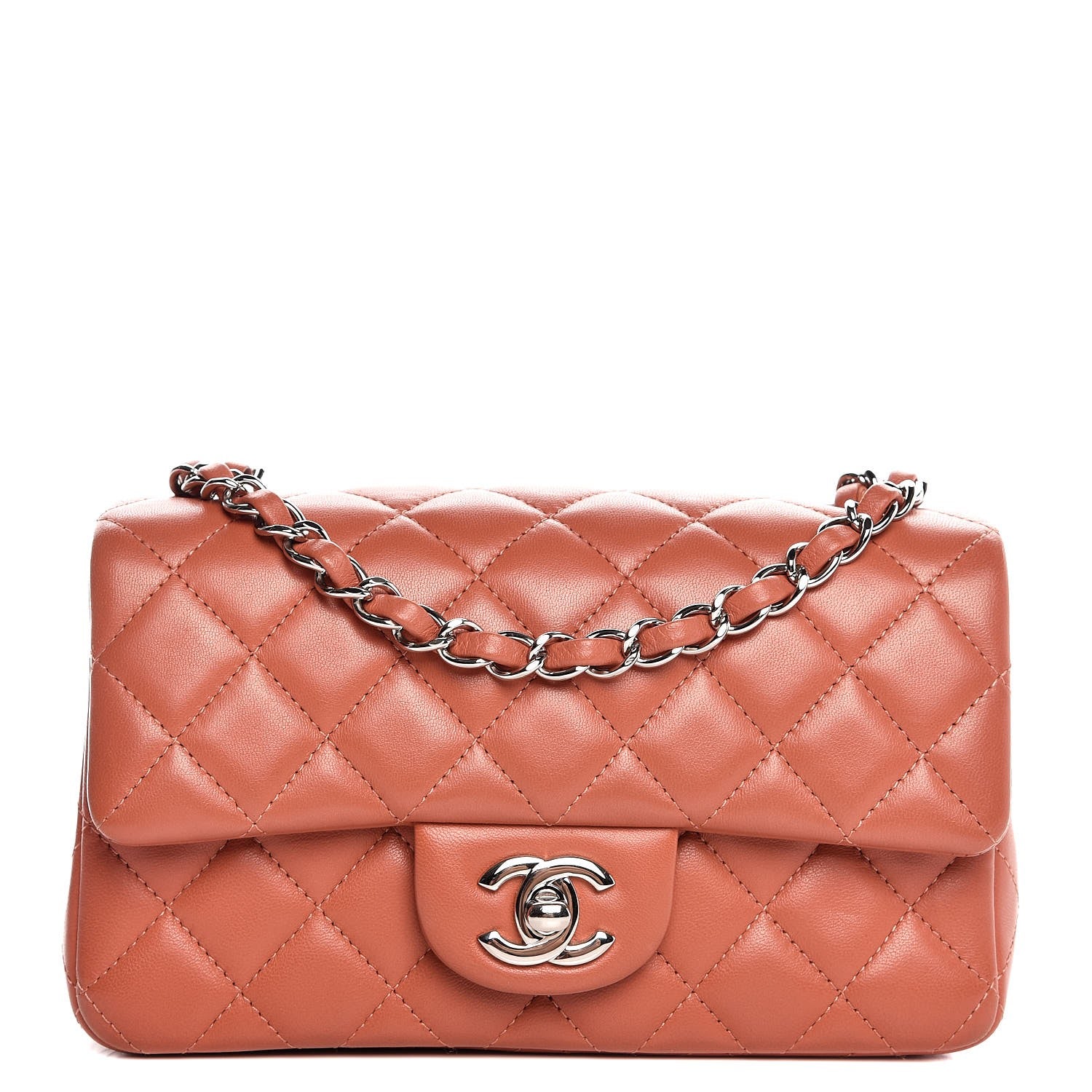 Chanel Lambskin Quilted Mini Rectangular Flap Orange 1 of 7