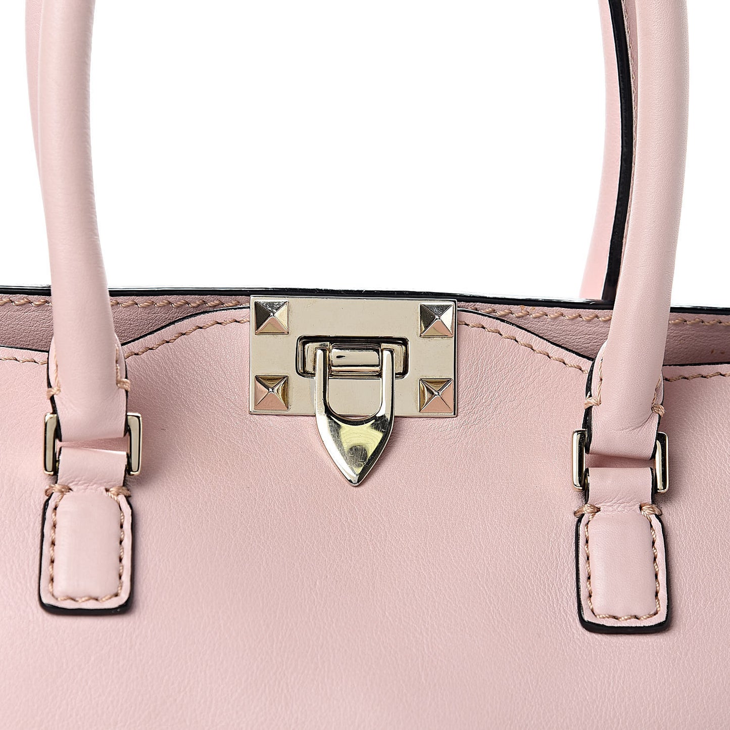 Vitello Rockstud Double Handle Tote Poudre