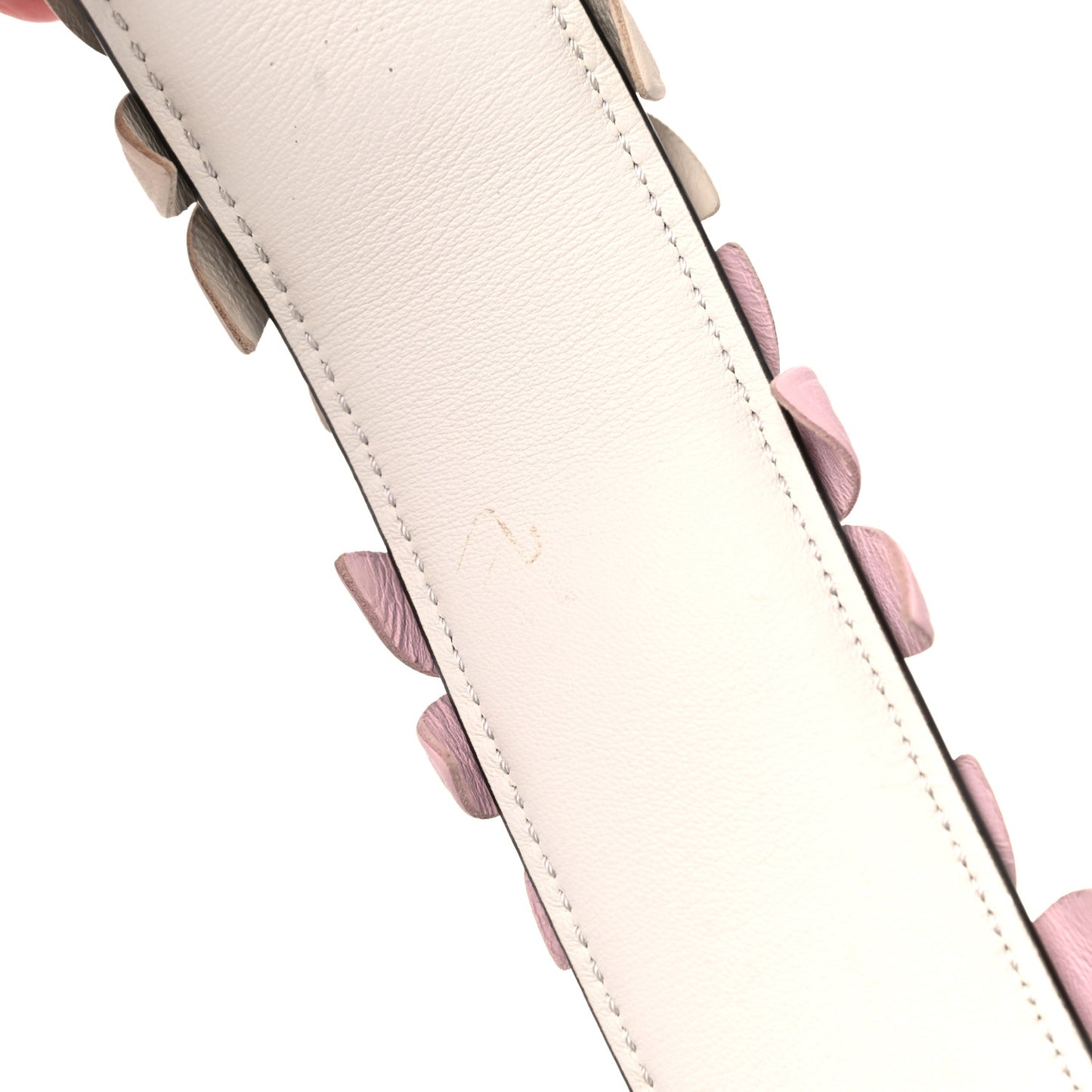 Calfskin Studded Floral Strap You White Lavender Peony