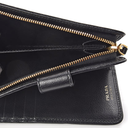 Prada Glace Calfskin Compact Triangle Wallet Black 6 of 7