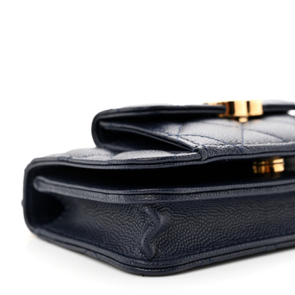 Chanel Caviar Quilted Pocket Twins Clutch With Chain Navy Blue 10 of 12