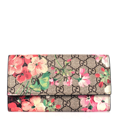 Gucci GG Supreme Monogram Blooms Continental Wallet Beige Multicolor Dry Rose 1 of 10
