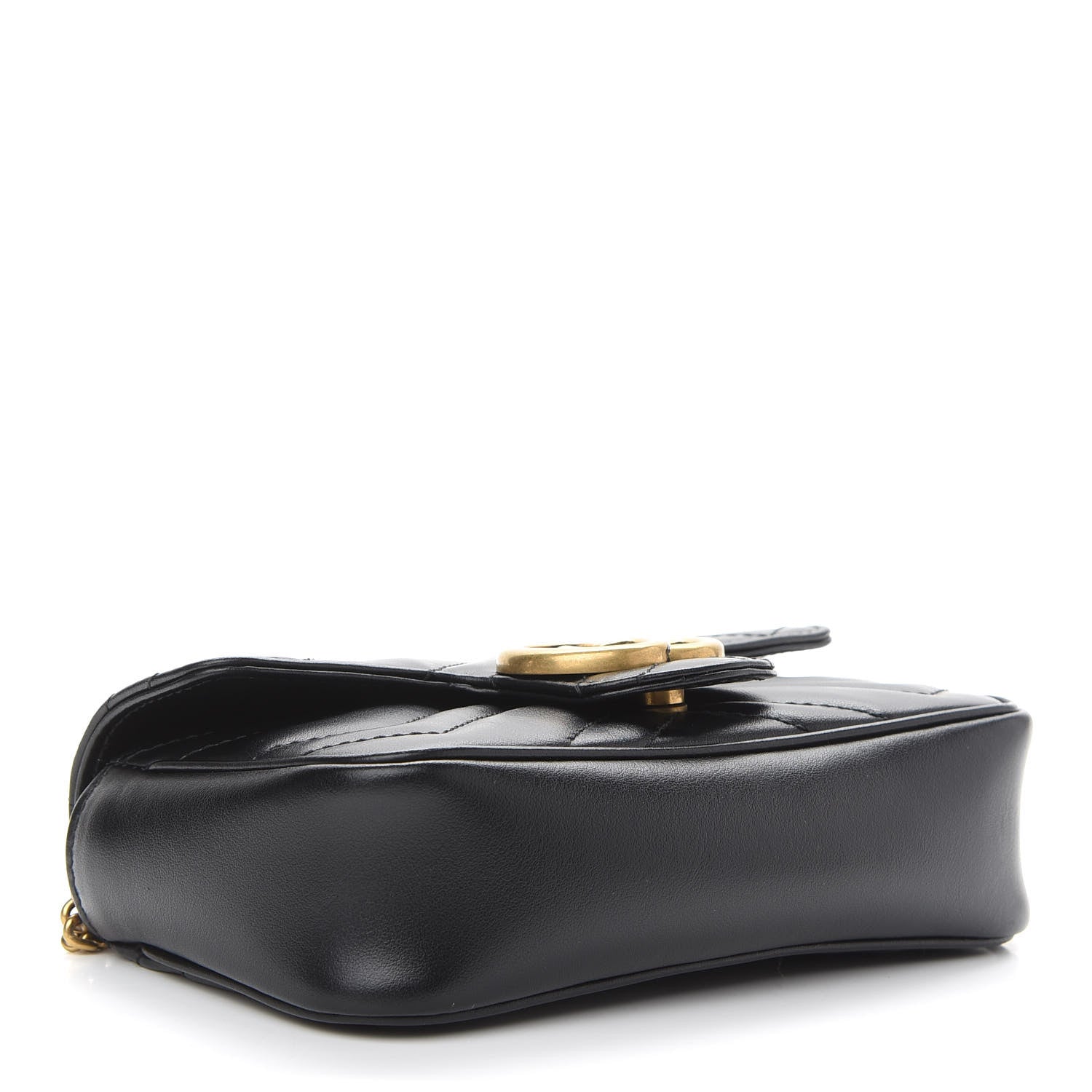 Gucci Calfskin Matelasse Super Mini GG Marmont Shoulder Bag Black 4 of 9