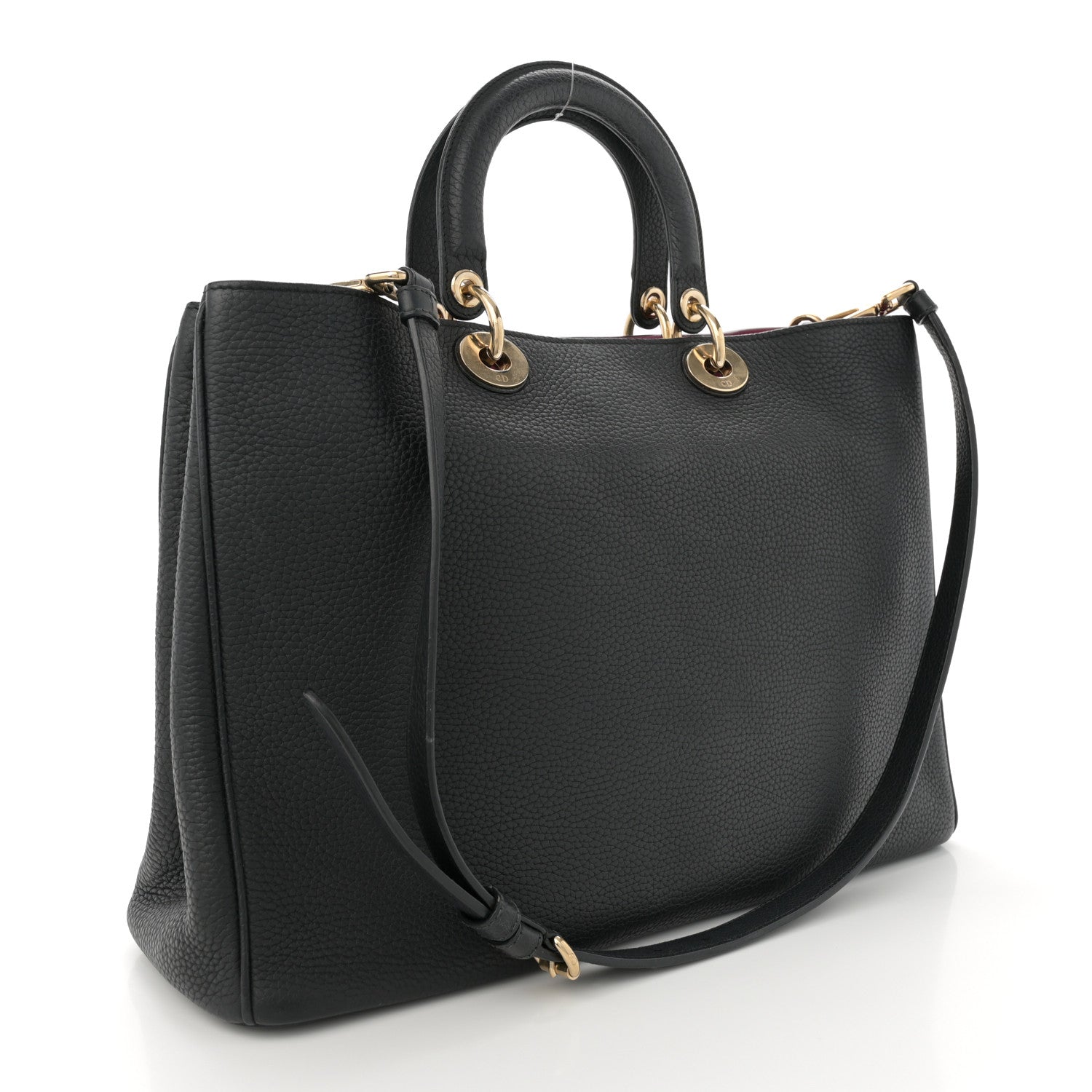 Christian Dior Bullcalf Large Diorissimo Tote Black Rose Indien 4 of 14