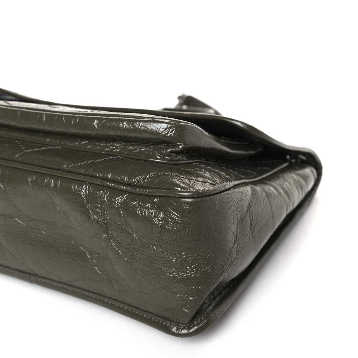 Saint Laurent Crinkled Calfskin Matelasse Monogram Medium Niki Chain Satchel Military Olive 9 of 9