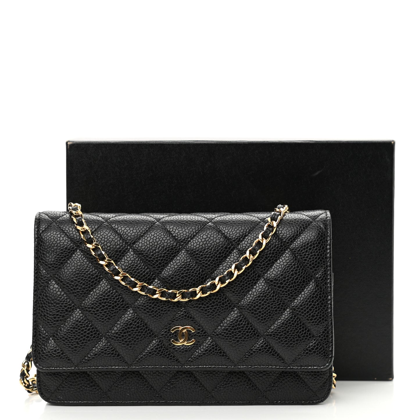 Caviar Quilted Wallet On Chain WOC Black