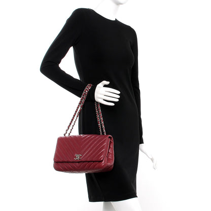 Chanel Lambskin Surpique Chevron Medium Single Flap Dark Red 3 of 10